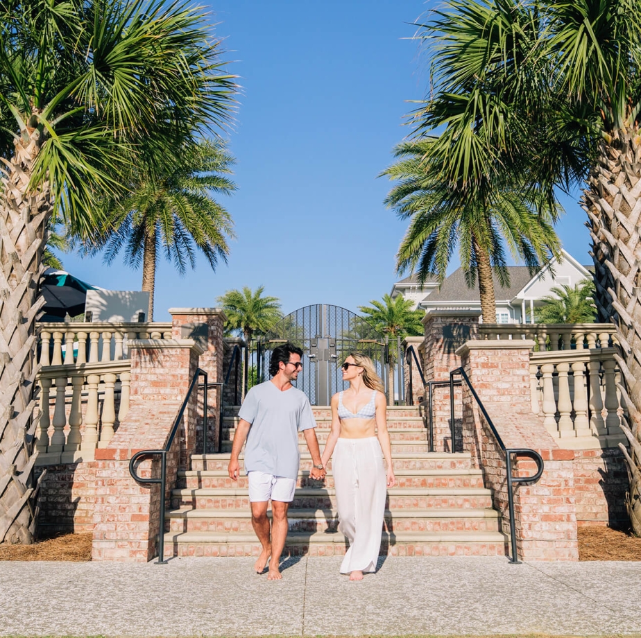 couple near adult pool
